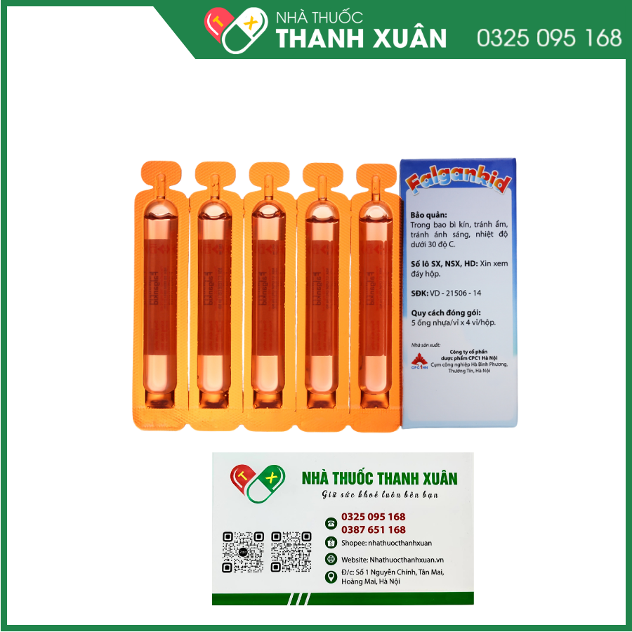 Falgankid 160mg/10ml hạ sốt, giảm đau cho trẻ em